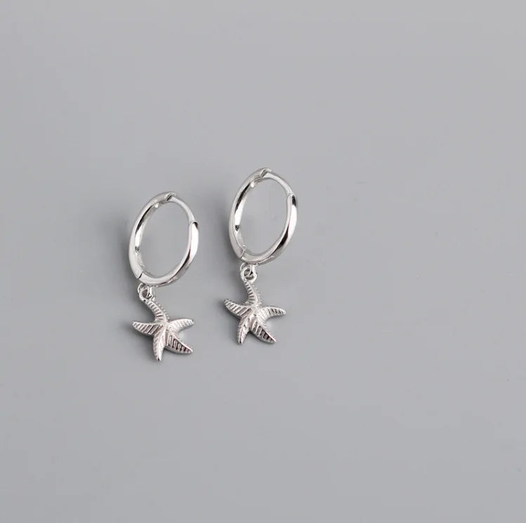 PENDRA Starfish 925 Sterling Silver Hoop Earrings