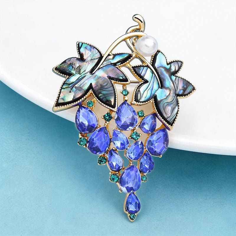 PENDRA Violetta Purple Rhinestone Grape Brooch