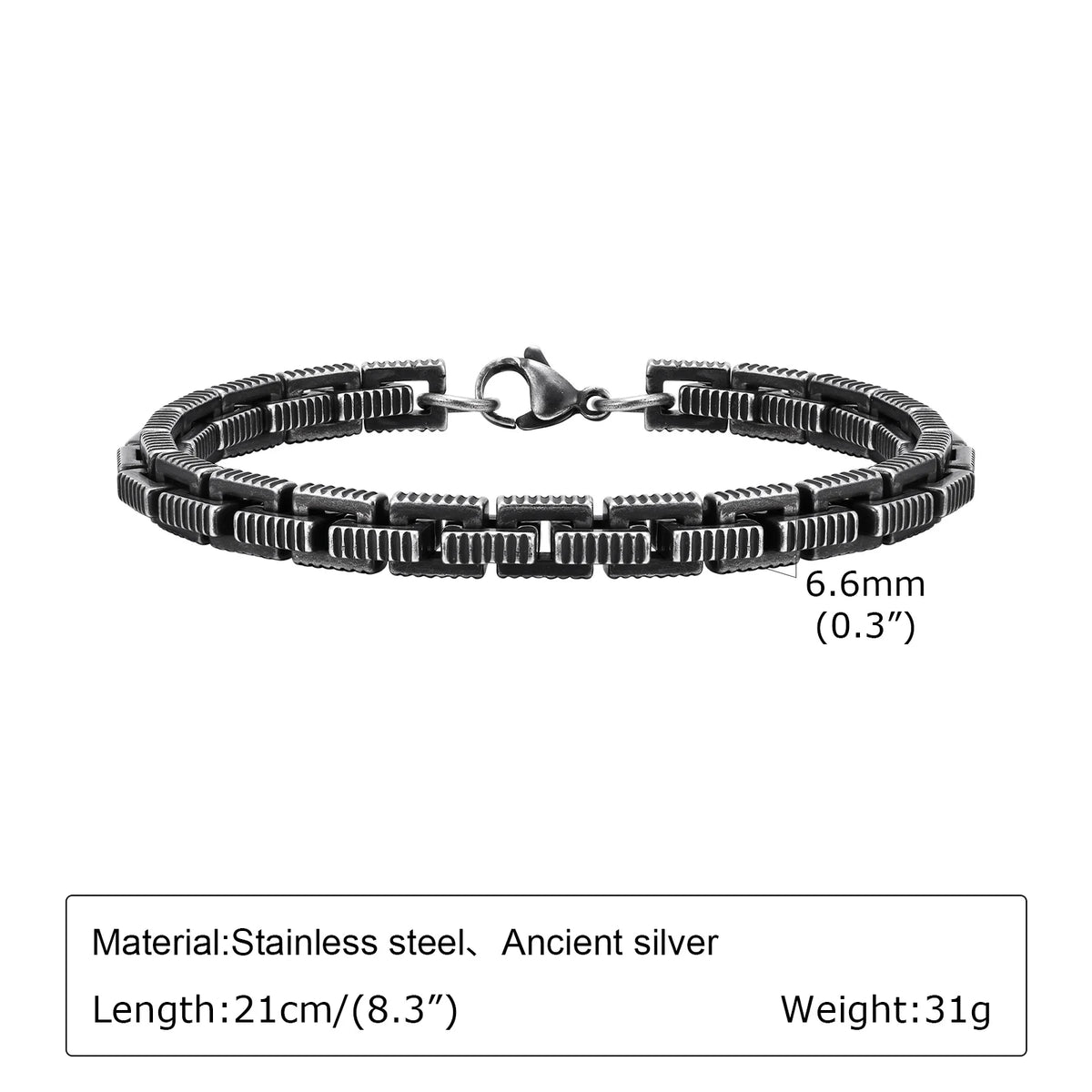 Retro Chain Bracelets for Men Boys,,Vintage Antique Stainless Steel Link Wristband,Classic Punk Jewelry Gifts