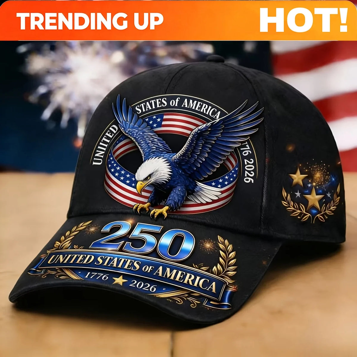 2026 250Th Anniversary Blue Eagle And Stars And Stripes Print Cap, Patriotic Baseball Cap for Men And Women, Commemorative U.S.