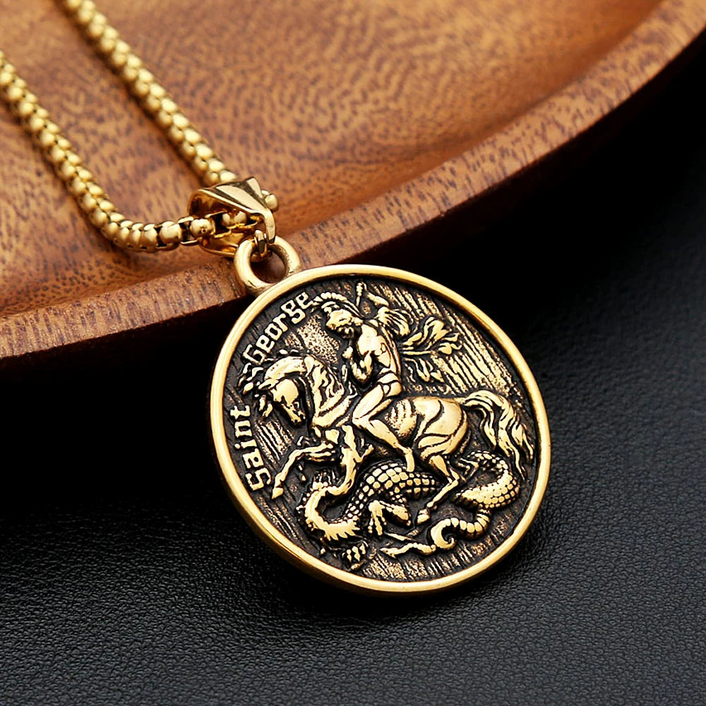 PENDRA Dragonslayer Saint George Pendant Necklace