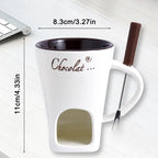 European Candle Cup Cheese Chocolate Melting Ceramic Mug Heating Food Ceramic Mug with Fork Creative Coffee Mug Tableware