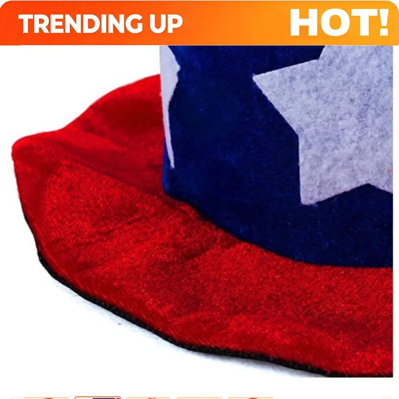 Uncle Sam Hat with American Flag - Funky -Free Tall Top Hat Suitable for 4th of Parties, Parades, Themed Costumes & Costume