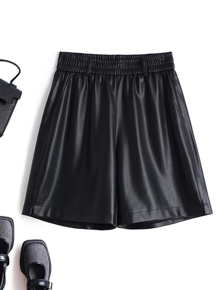 PENDRA Full Leather Wide Leg Shorts