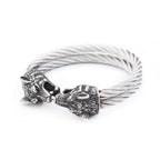 PENDRA Wolfcrest Viking Double Wolf Head Bracelet