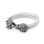 PENDRA Wolfcrest Viking Double Wolf Head Bracelet