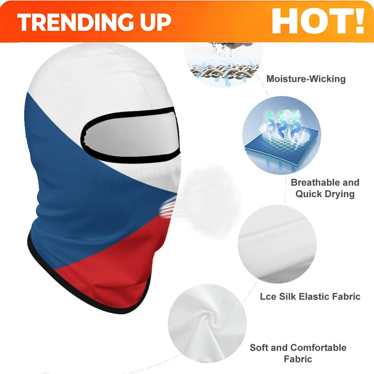 PENDRA Czech Republic Flag Face Mask