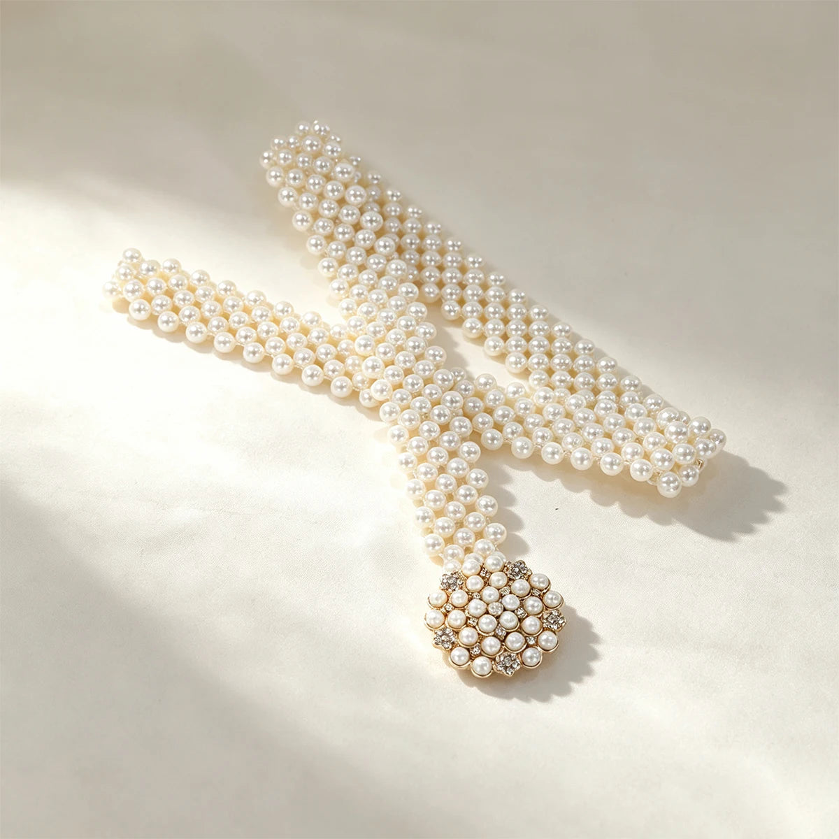 Luxury Fashion Pearl Rhinestone Pearl Waist Belt Female Korean Fashion wedding Dress Decoritive Elegant Women's Wide Waist Chain