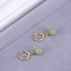 VENTFILLE 925 Silver Gold Color Hetian Jade Earrings for Women Girls Festival Gift Green Round Jewelry Dropshipping Wholesale