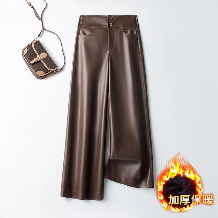 PENDRA Waisted Leather Straight Pants