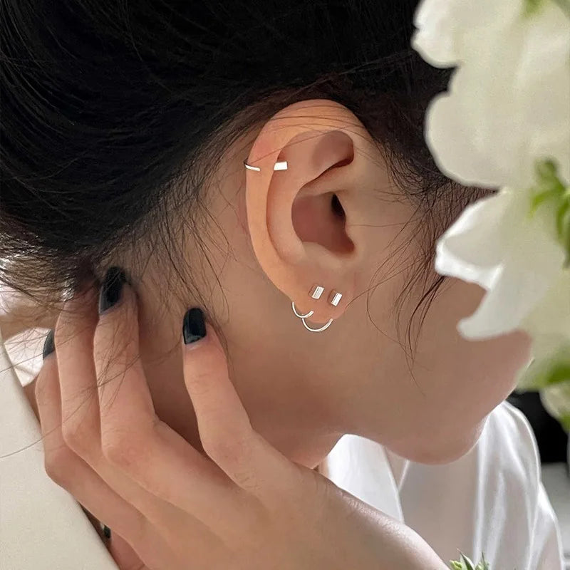 VENTFILLE 925 Sterling Silver Geometry Hoop Earring For Women Extremely Fine Versatile Office Fashion Jewelry Gift Dropshipping
