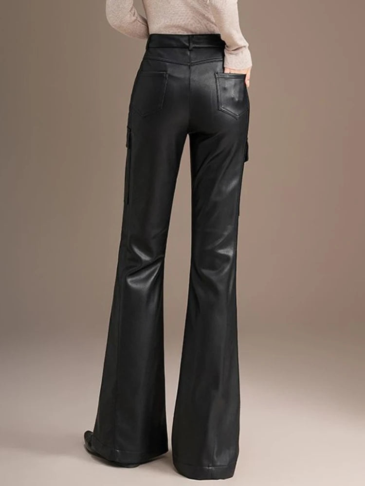 PENDRA Spicy Cargo Pocket High Waist Leather Pants