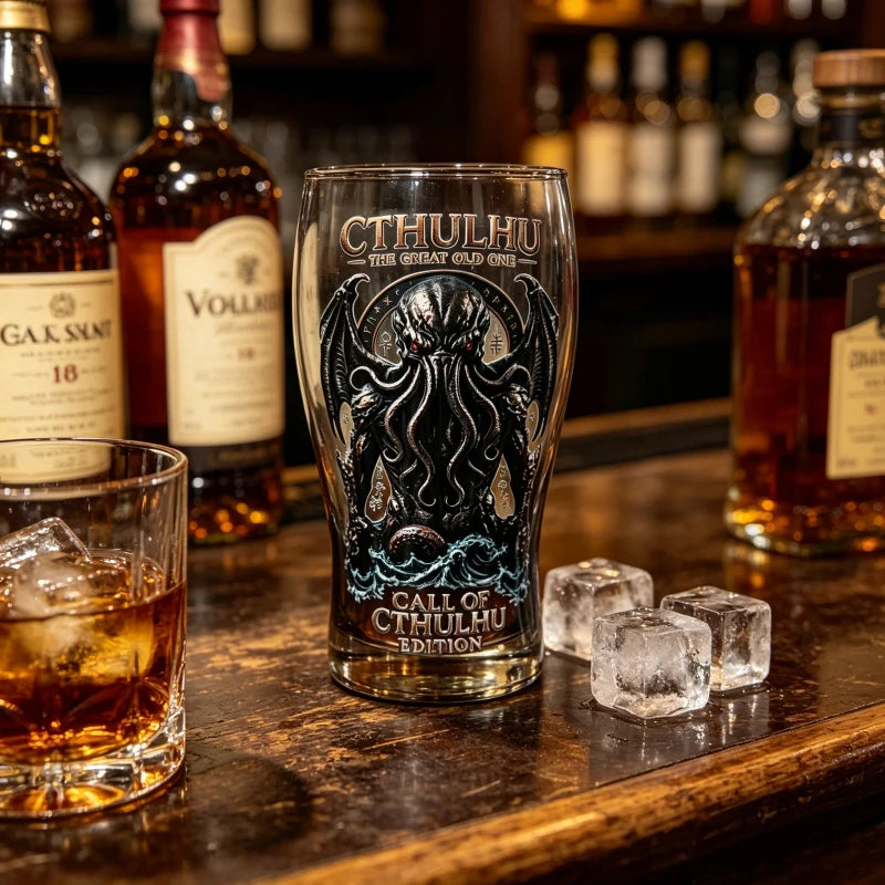 Cthulhu Deep Sea Monster Glass Mug, Gothic Fantasy Whiskey Cup, Barware for Beer Water Cocktail Collectible Decor Ornaments