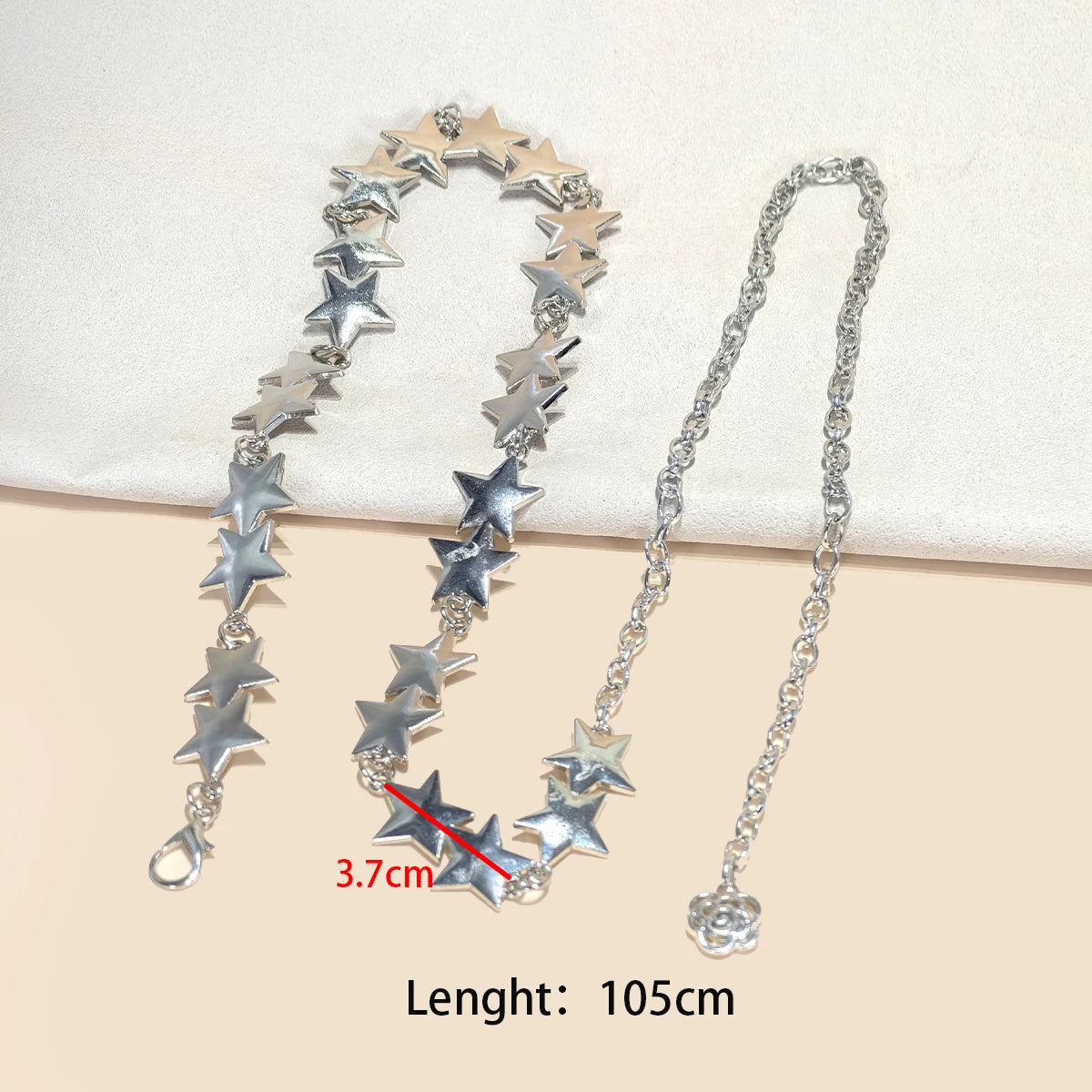 PENDRA Seraina Metal Silver Boho Waist Chain Belt