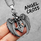 PENDRA Angel Wing Cross Steel Necklace