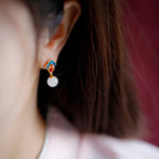 VENTFILLE Hetian Jade Ear Hook Earring Women's High-end Temperament Ethnic Style Retro Earrings Cloisonne Craft Dangler Gift