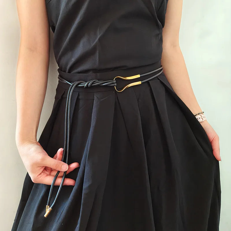 New Female Waist Chain Thin Belt Simple Decoration Tie With Dress Long Waist Rope Knotted Vintage Dresses String Waistband