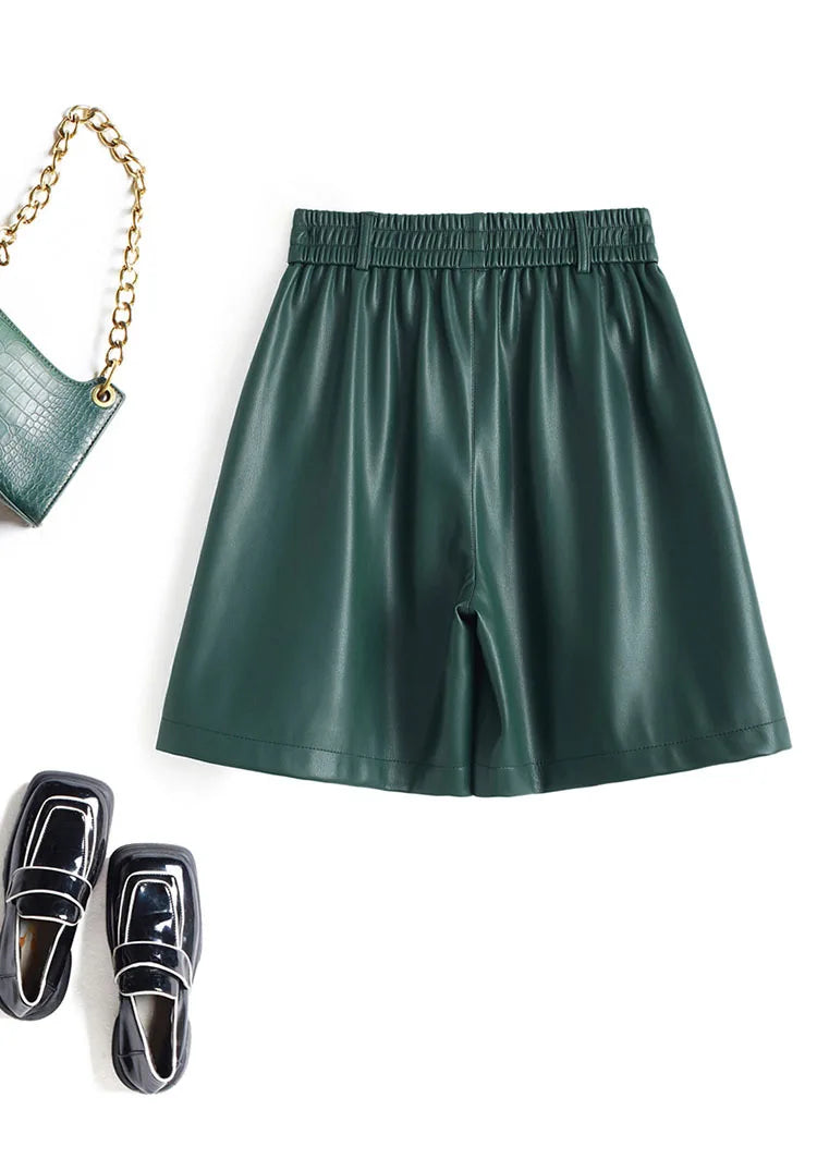 PENDRA Full Leather Wide Leg Shorts