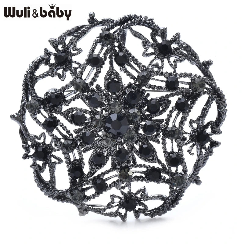 PENDRA Stella Vintage Rhinestone Star-Flower Brooch