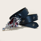 PENDRA Norayne Leather Black Skull Punk Belt