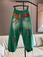 Painted Jeans Female 2024 Autumn New Personalized Elastic Waist Washed Ankle Banded Working Denim Pants Trendy