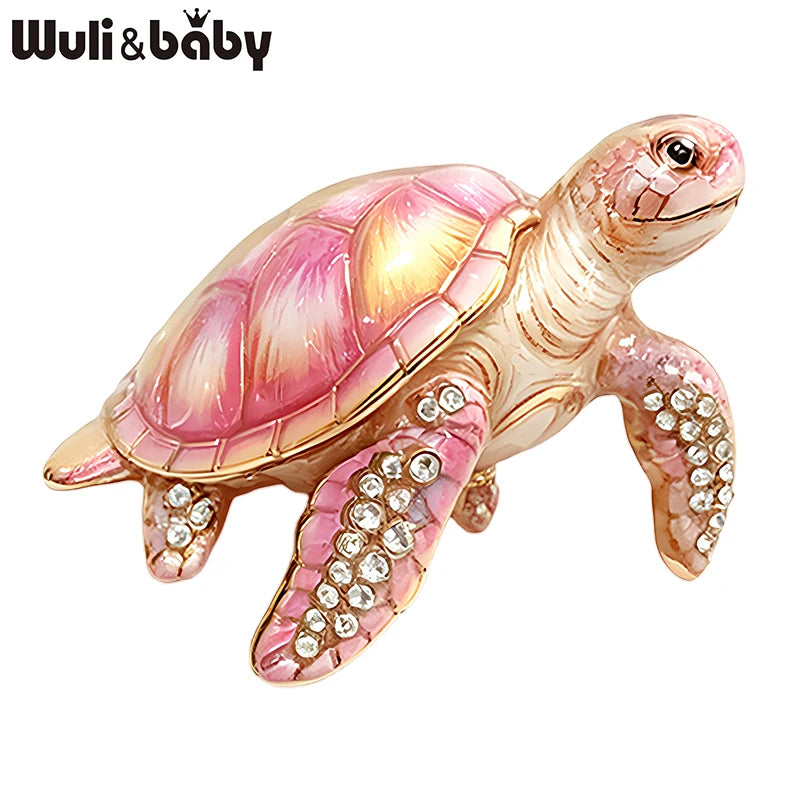 PENDRA Sea Turtle Rhinestone Brooch