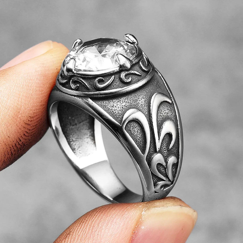 PENDRA Gems Carving Rock Steel Ring