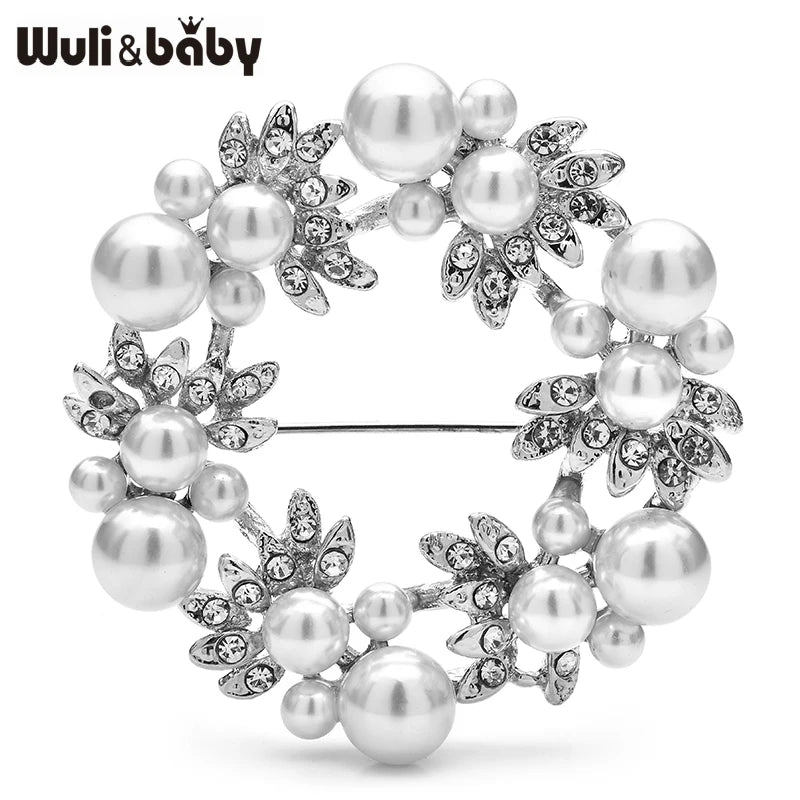 PENDRA Wreathfleur Pearl Flower Wreath Brooch