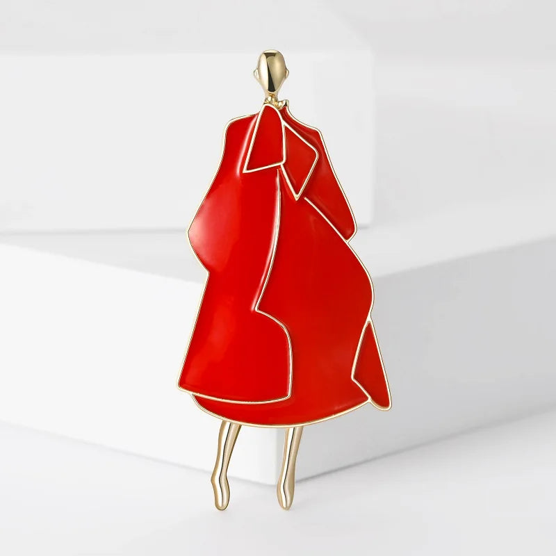 Wuli&baby Charming Beauty Lady Brooches For Women 2-color Enamel Modern Figure Party Office Brooch Pins Gifts