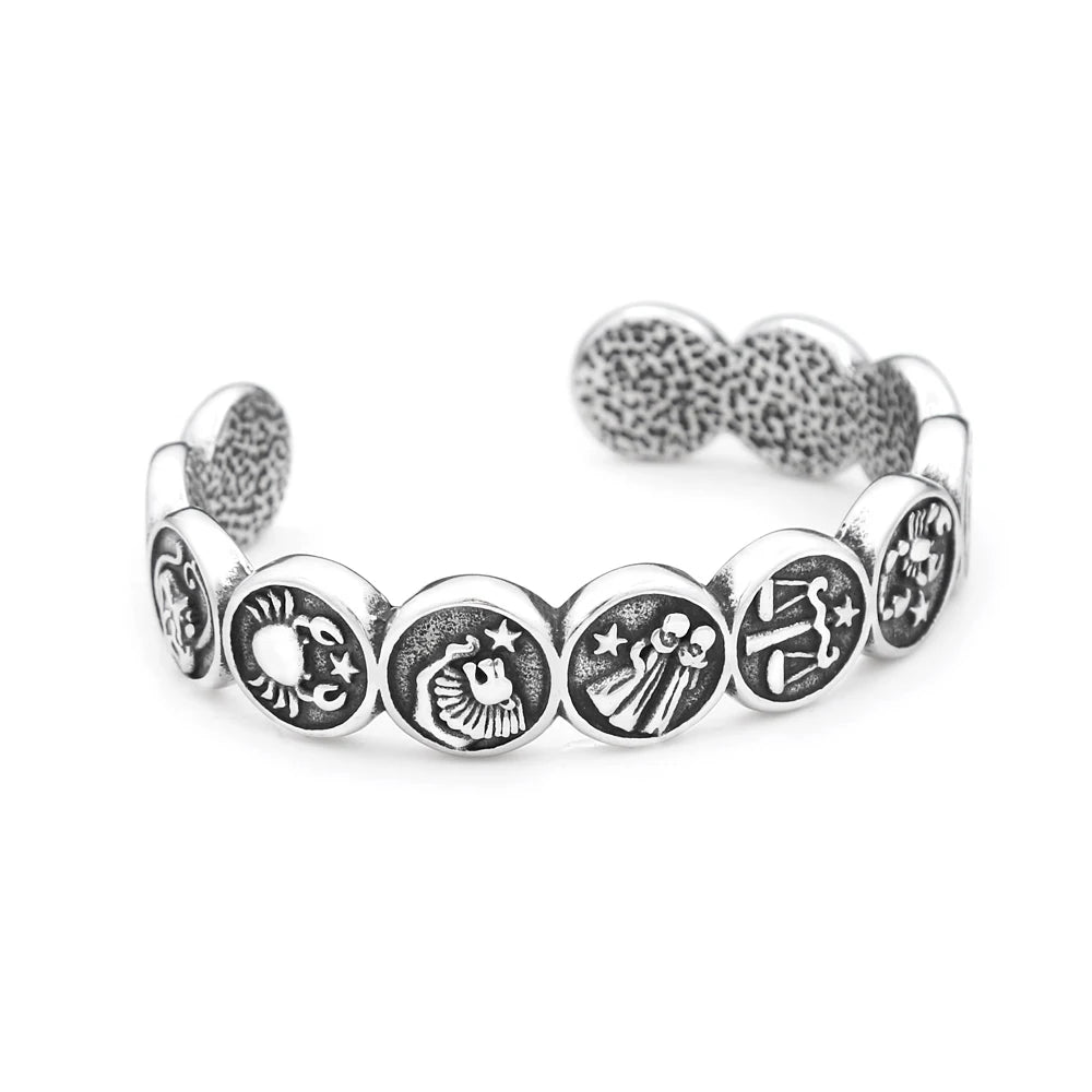 PENDRA Zodiac Twelve Constellation Stainless Steel Cuff Bracelet
