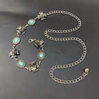 PENDRA Elaraene Silver Skull Gothic Waist Chain Belt