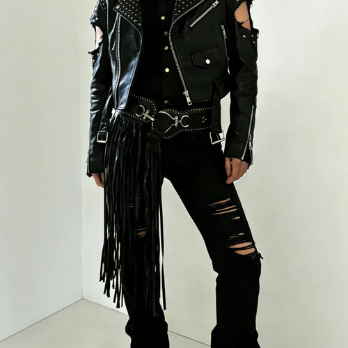 Jeans Pants Decor Long Tassel Jazz Dance Scarf Irregular Harajuku Y2K Belt For men Women Streetwear High Waist Gothic Jeans Belt