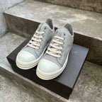 PENDRA Grey Horsehair Grey Leather Low-Top Lace-Up Thick-Sole Sneakers