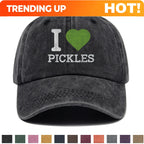 1pc 1pcs "I Love Pickles" Duckbill Cap with Pickle Print - Adjustable Snapback Baseball Hat, Lightweight Breathable Suitable