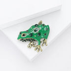 PENDRA Green Enamel Frog Brooch