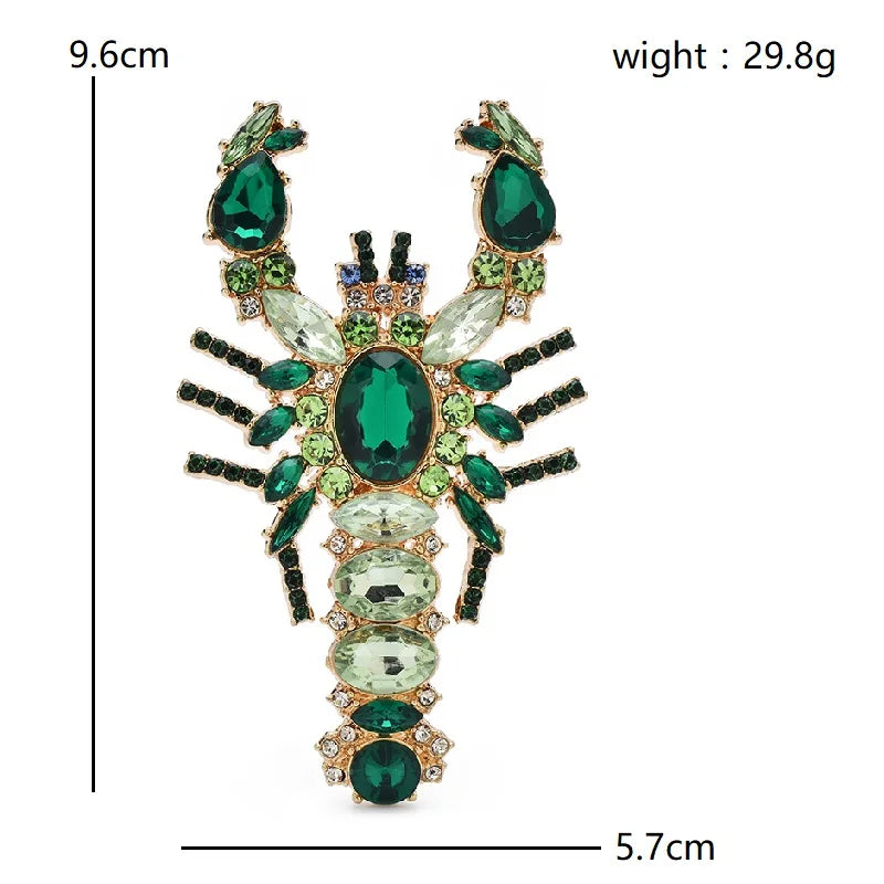 PENDRA Luxe Lobster Rhinestone Animal Brooch