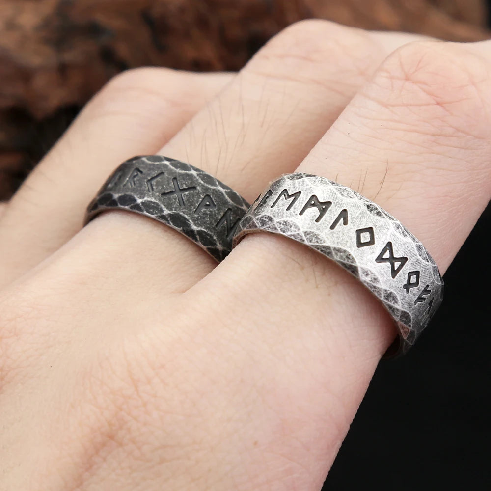 PENDRA Runering Vintage Stainless Steel Viking Rune Ring