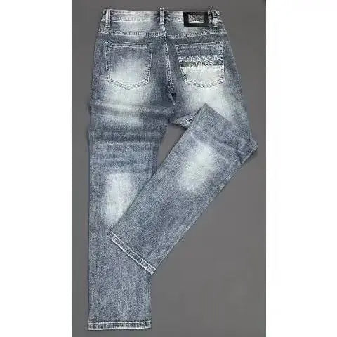 Spring Autumn 2025 Man Luxury Clothing Retro Embossed Denim Jeans for Men High-End Washed Fashion Man Designer Skinny Jeans