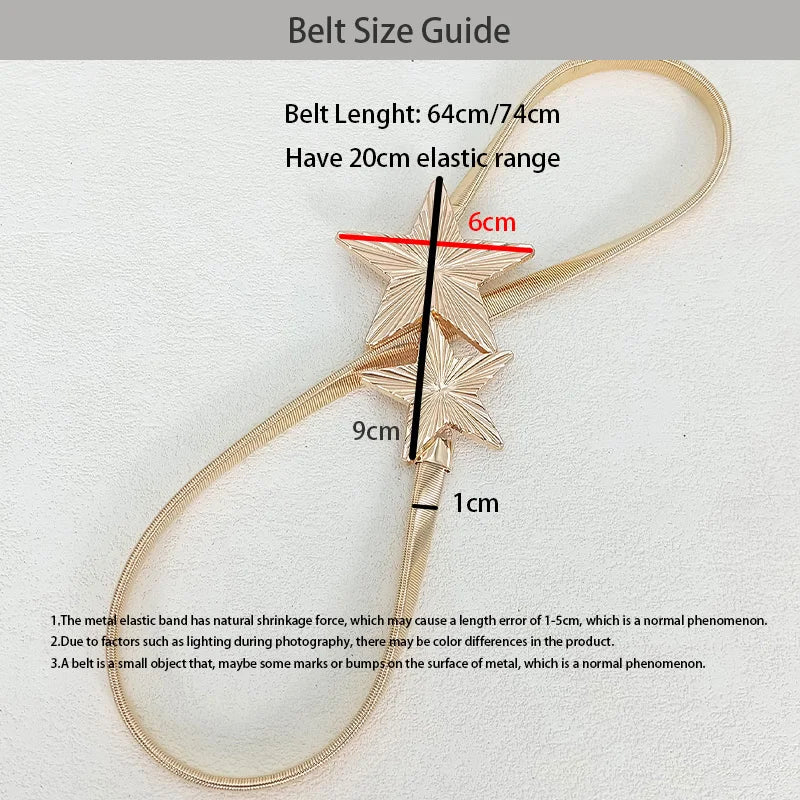 PENDRA Fayeellea Metal Gold Star Luxury Waist Chain Belt