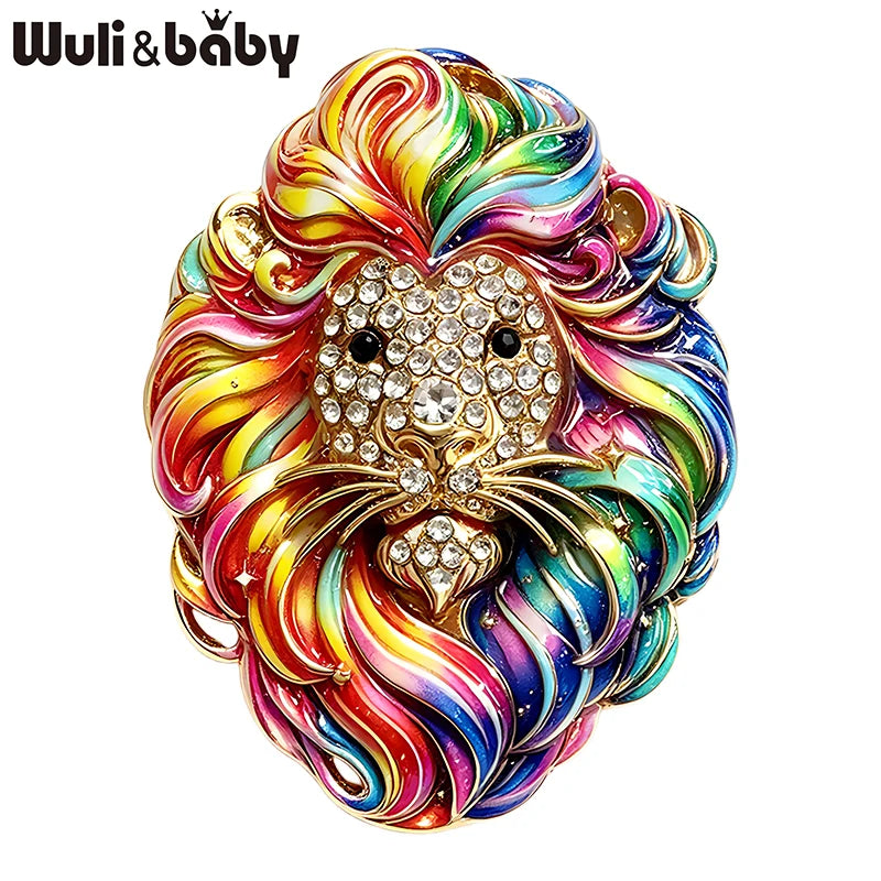 PENDRA Noble Lion Rhinestone Zodiac Brooch