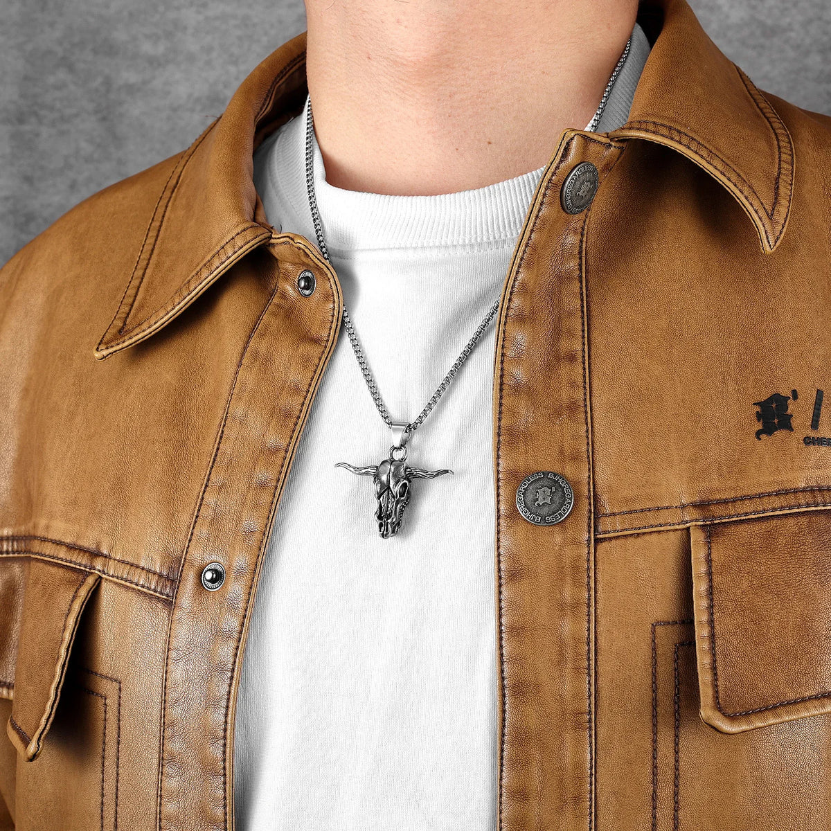 PENDRA Bull OX Skull Steel Necklace