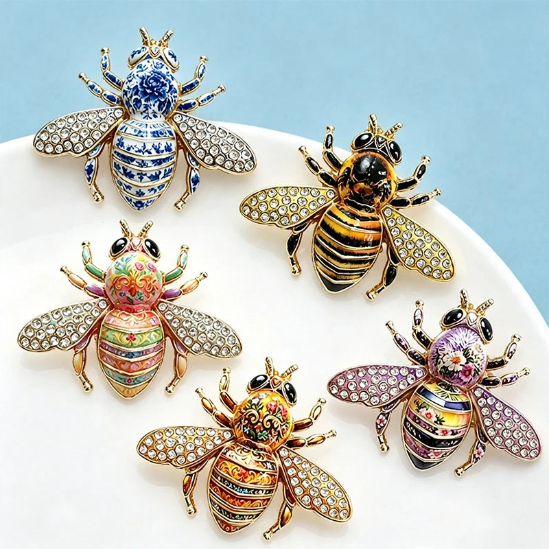 PENDRA Spark Rhinestone Bee Brooch