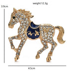 PENDRA Rhinestone Horse Brooch