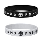 Mprainbow Mens Tree of Life Bracelets, 1/2/3/4 Pcs Norse Viking Soft Runes Silicone Rubber Band Wristband Bangle,Comfort Fit