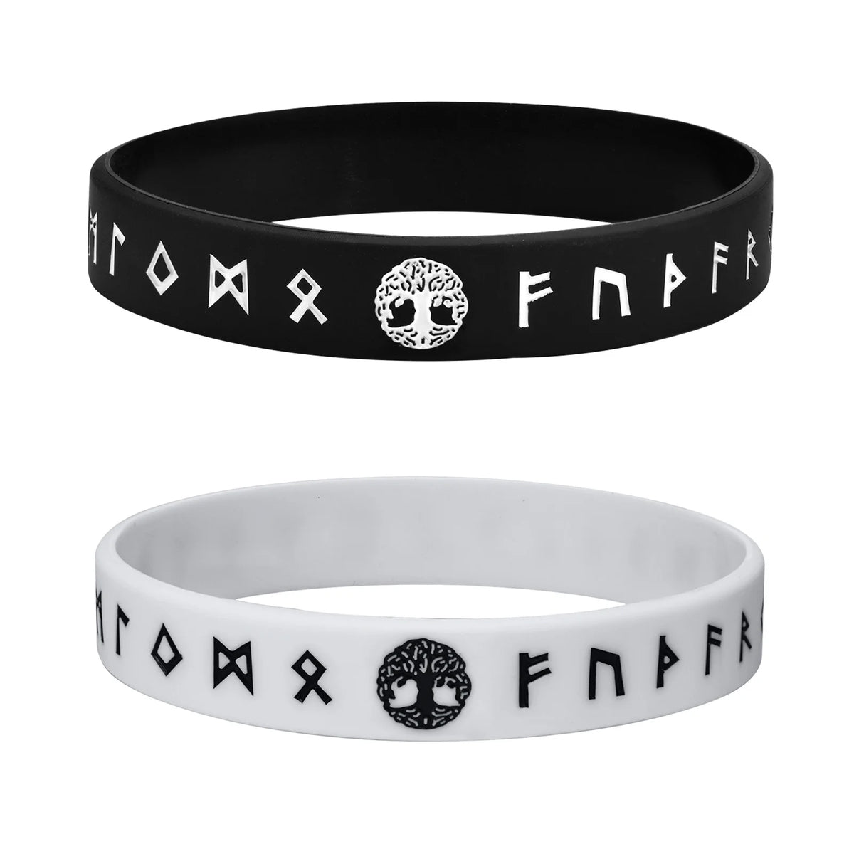 Mprainbow Mens Tree of Life Bracelets, 1/2/3/4 Pcs Norse Viking Soft Runes Silicone Rubber Band Wristband Bangle,Comfort Fit