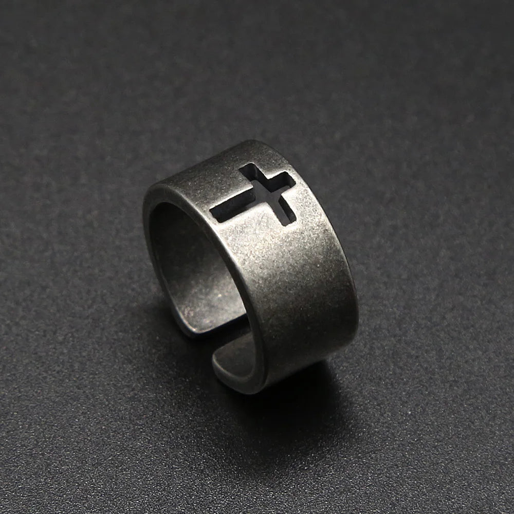 PENDRA Crosssteel Stainless Steel Cross Ring