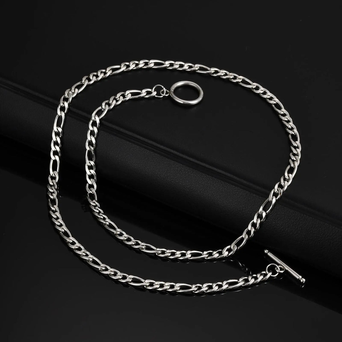 Stainless Steel Toggle Necklace for Men Women,50cm Figaro Chain Link Collar, Classic Rolo Chain Gift
