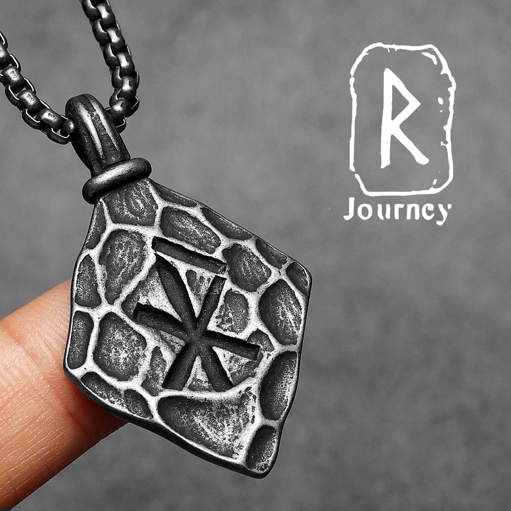 Retro Viking Rune Amulets Men Necklaces Stainless Steel Pendant Chain Women Punk Fashion Jewelry New Accessories Gifts Wholesale
