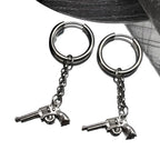 Fashion Revolver Hiphop Earrings For Women Men Stainless Steel Silver Color Punk Gothic Y2K Male Earhoop Party Jewelry Gifts