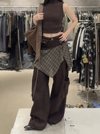PENDRA Fake Two Piece Plaid Pants